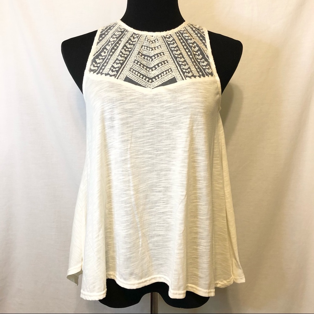 Paper Crane High Neck Crochet Flare Blouse - S